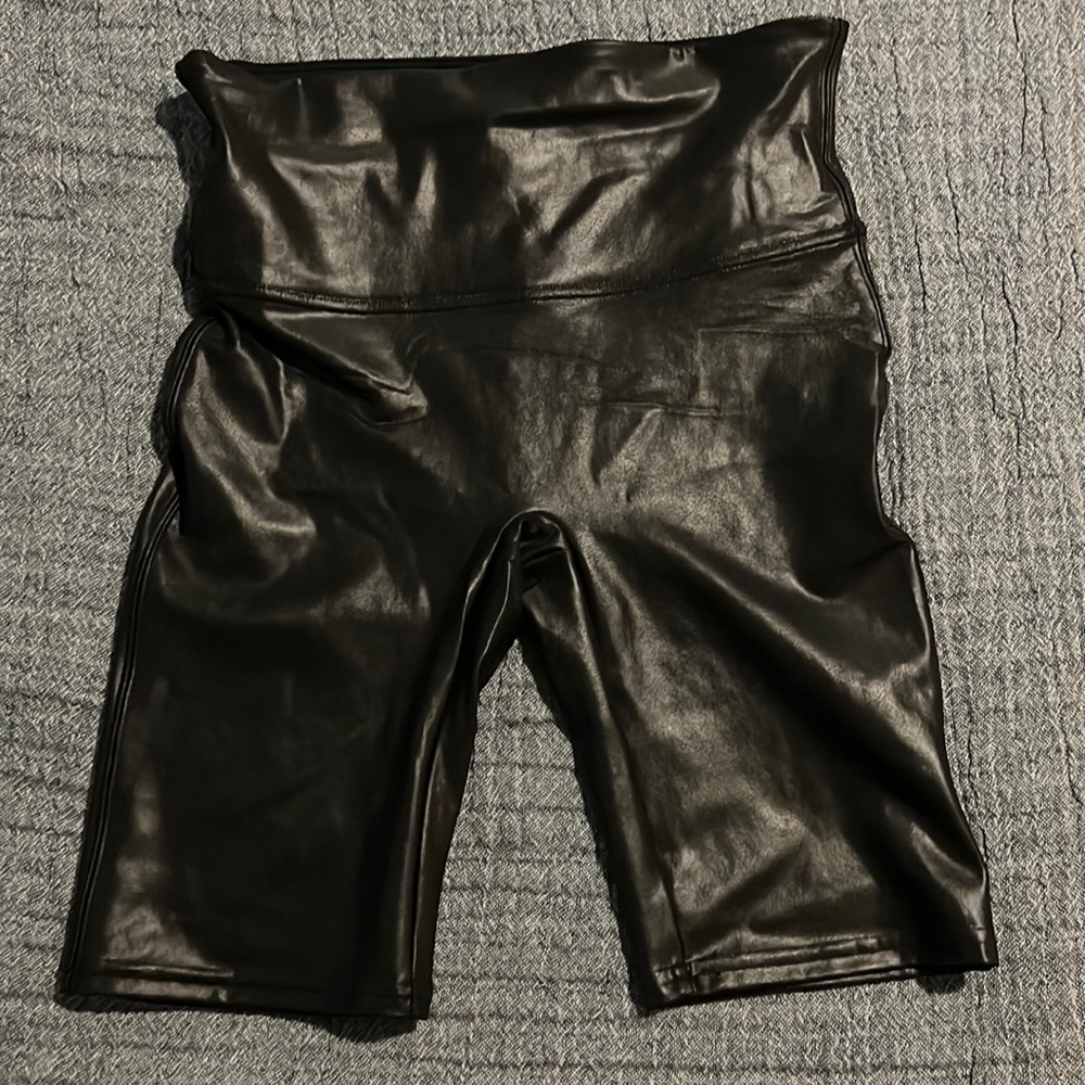 Spanx faux leather biker shorts, tags removed but never worn